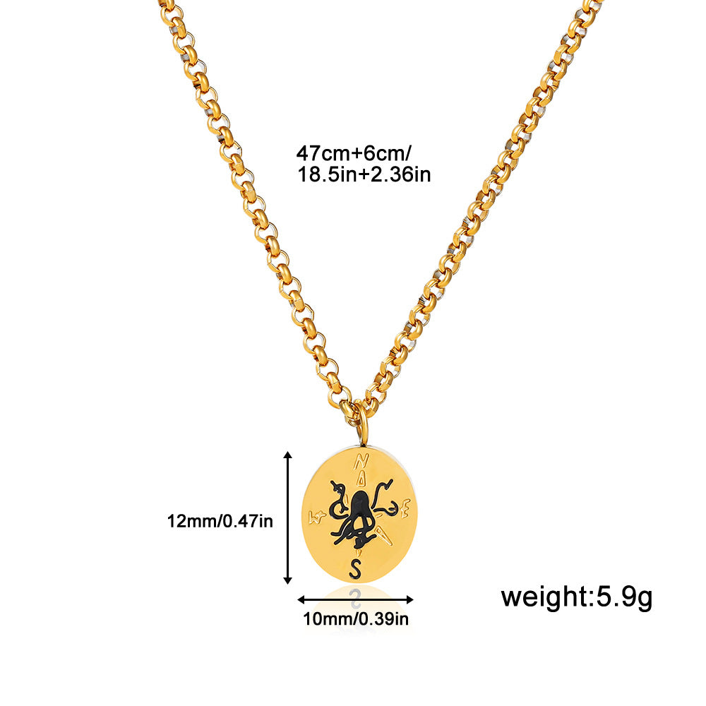 Wholesale Stainless Steel Gold Painted Snake Shell Scorpion Totem Pendant Necklace