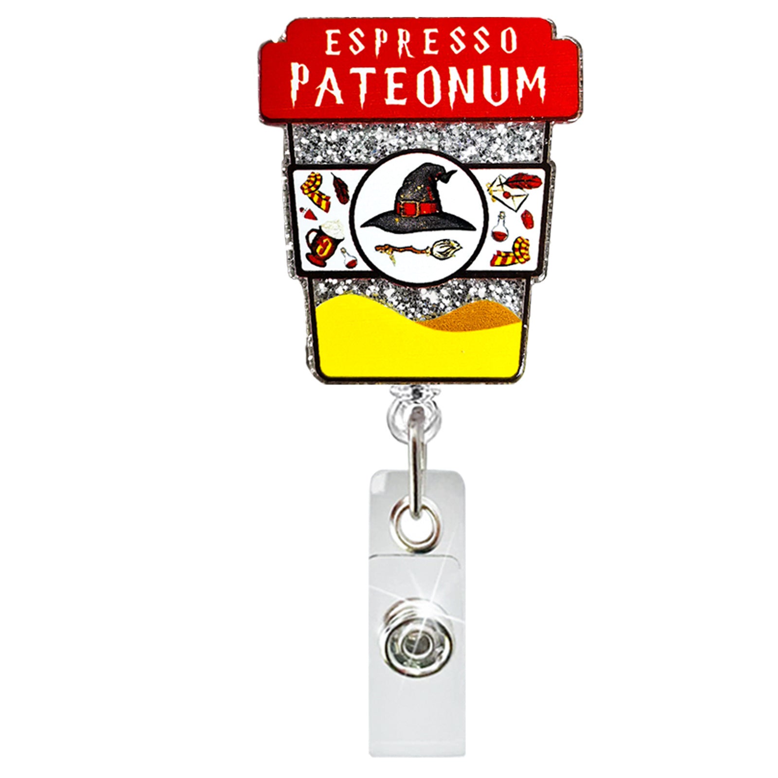 Wholesale Rainbow Coffee Cup Infusion Bag Acrylic Badge Scroll Retractable Keychain Badge Reels ACC-KC-ChiHai012