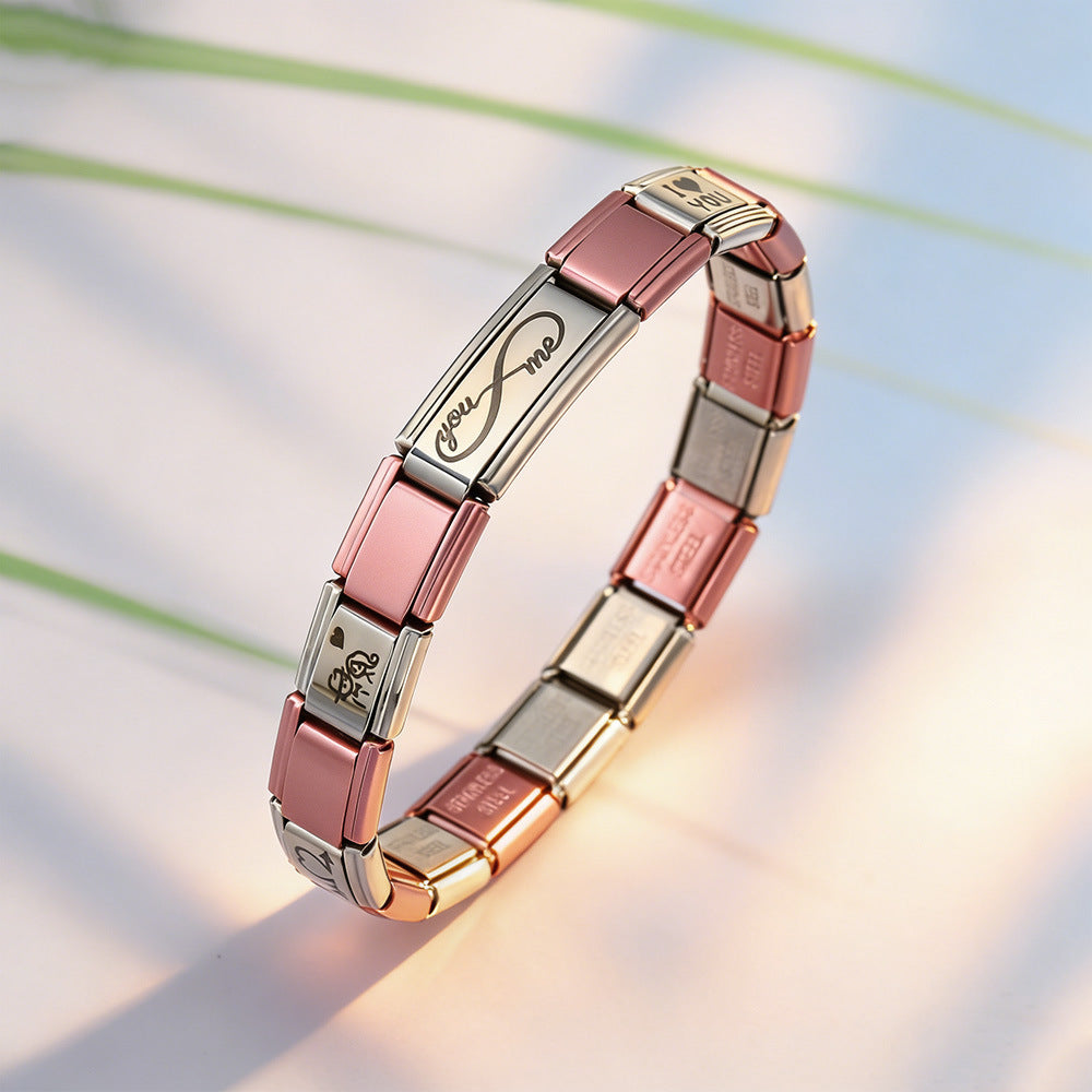 Wholesale Stainless Steel Heart Shaped DIY Modular Bracelet Fashion Jewelry Accessory For Boutique Resale