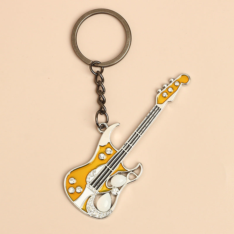 Wholesale Musical Instrument Metal Beads Dot Diamond Guitar Keychains ACC-KC-HongAo010