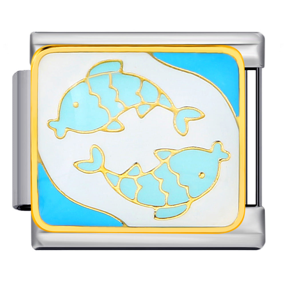 Wholesale Italian Charm Bracelet 9mm DIY Splicing Removable 12 Constellation Series Stainless Steel Composable Bracelet