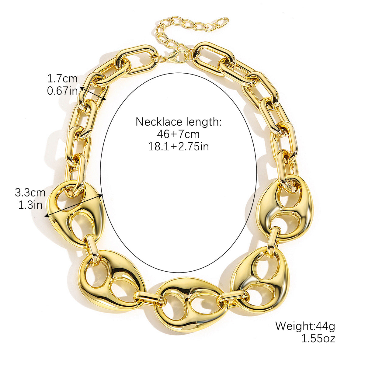 Wholesale  Acrylic Ladies Necklace Hip Hop Personality  Fashionable Geometric Necklaces