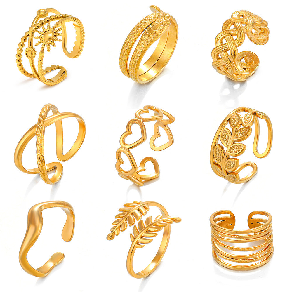 Wholesale Stainless Steel Heart 18K Gold Plated Open Ring