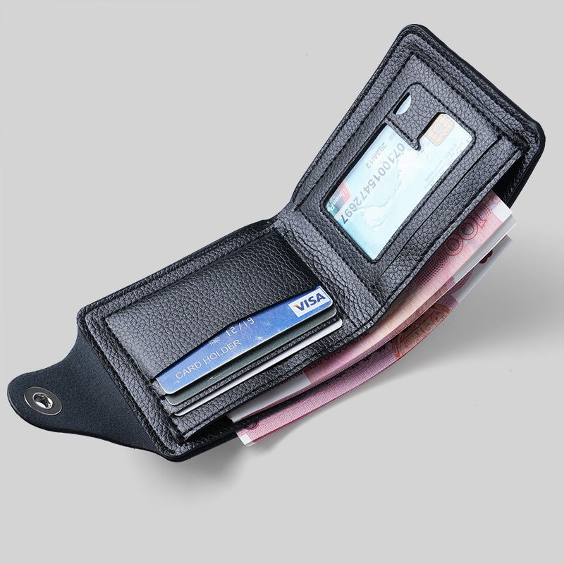 Wholesale Chic Men S Black PU Leather Multi Card Slot Short Wallet With Zipper Coin Pocket Casual Everyday Accessory Gift Boutique Resale