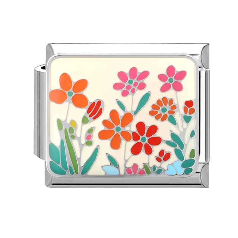 Wholesale  9mm Italian Charm Starter Bracelets DIY square Single Section Creative Stainless Steel Composable Bracelet