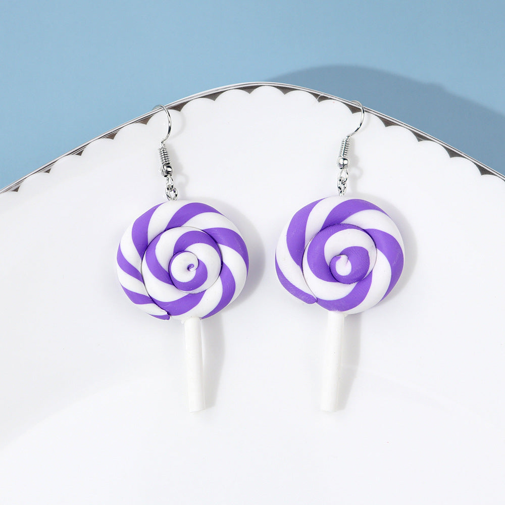 Wholesale  personality cute  soft pottery lollipop earrings