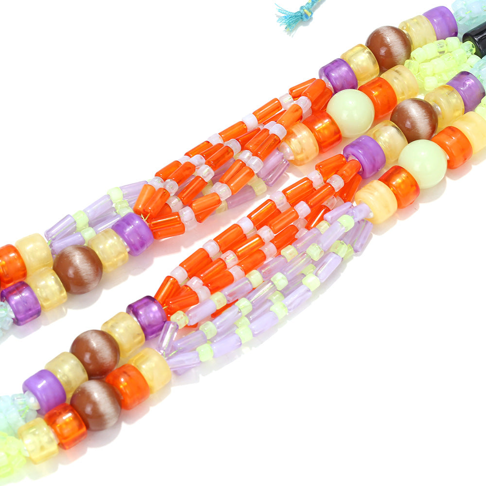 Wholesale Bohemian Multi-layered Colorful Beaded Rope Stacking Necklace
