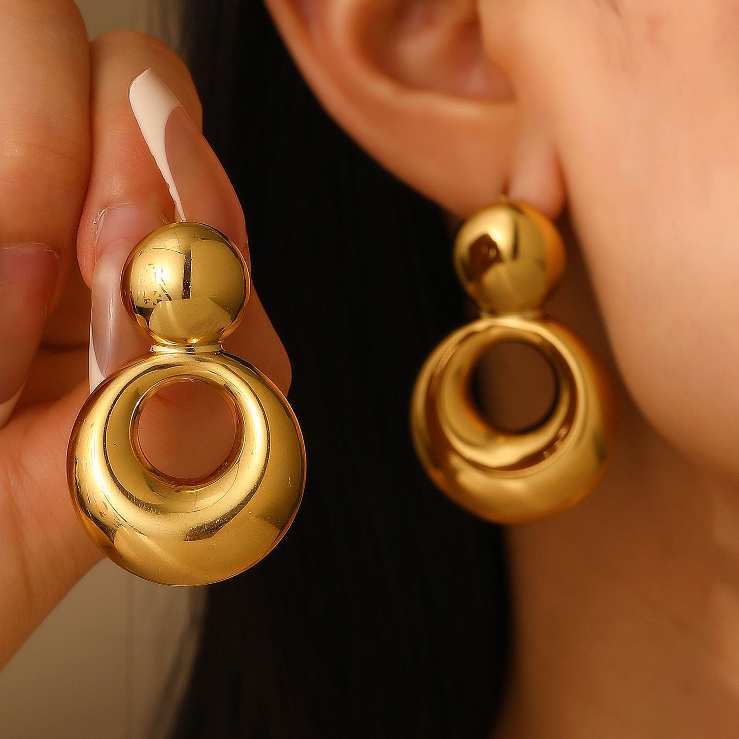 Wholesale Stainless Steel Electroplated Geometric Heart Sun Spiral Eye Earrings Stylish Women S Jewelry Accessory