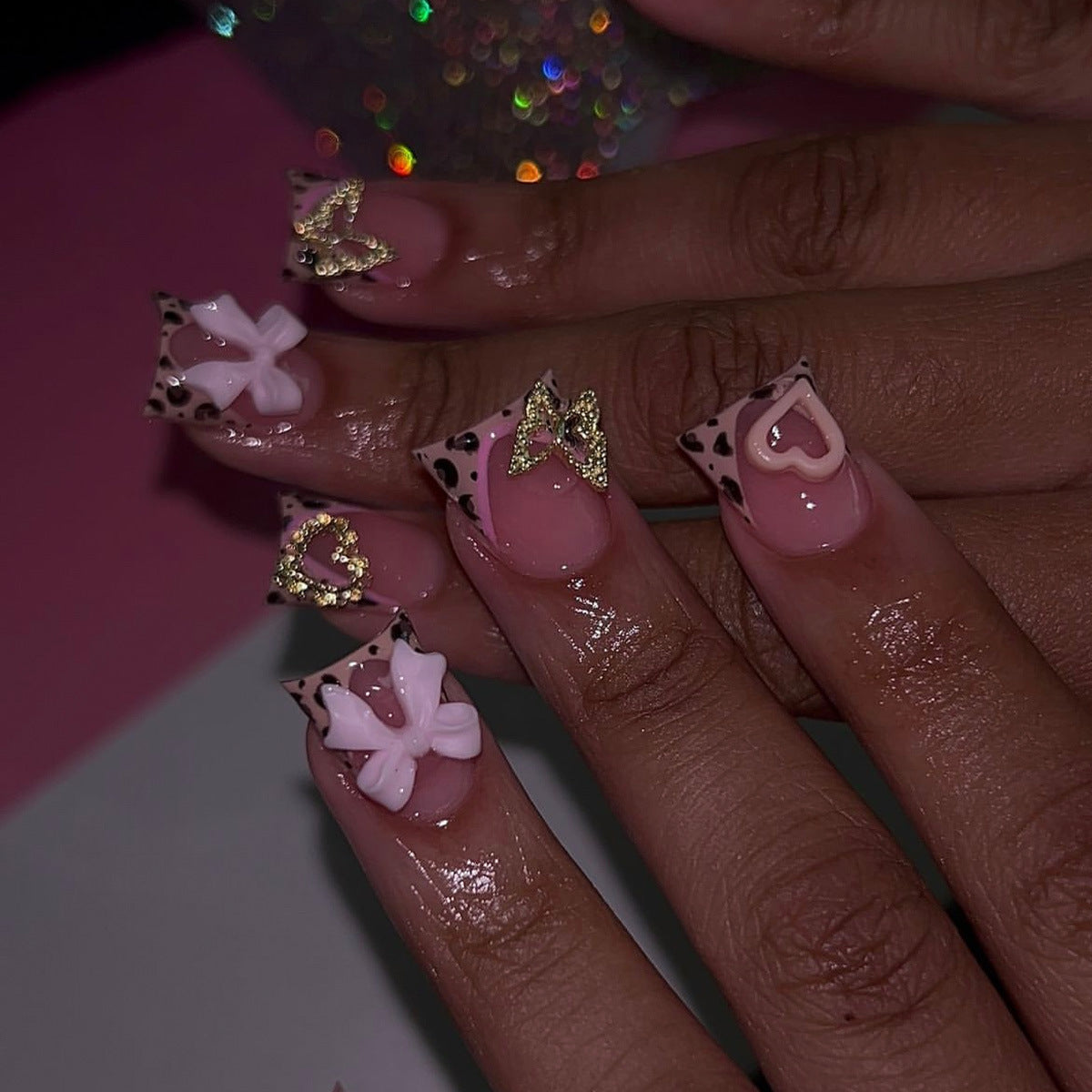 Wholesale 24 Pieces/box Bow Heart Cherry Nails Kits Nail Stickers