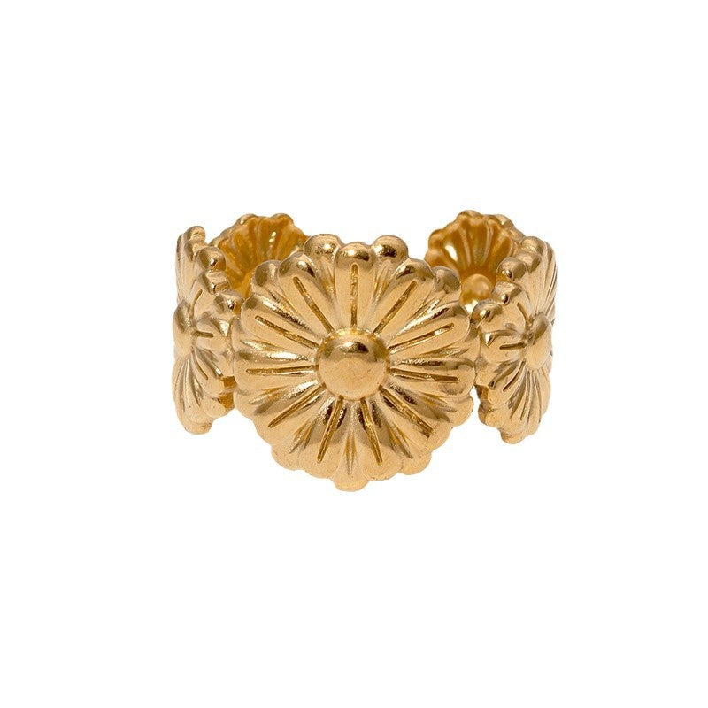 Wholesale Stainless Steel Flower Adjustable Ring