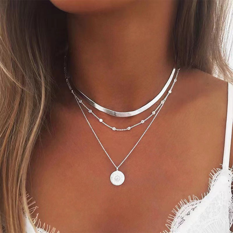 Wholesale Retro Fashion Multi Layer Thin Chain Choker Necklace With Sun Moon Star Pendant Women S Everyday Jewelry Accessory Boutique Resale