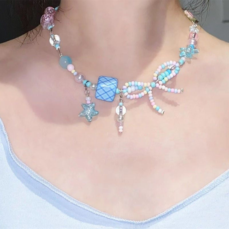 Wholesale Cartoon Ceramic Puppy Beaded Pendant Necklace