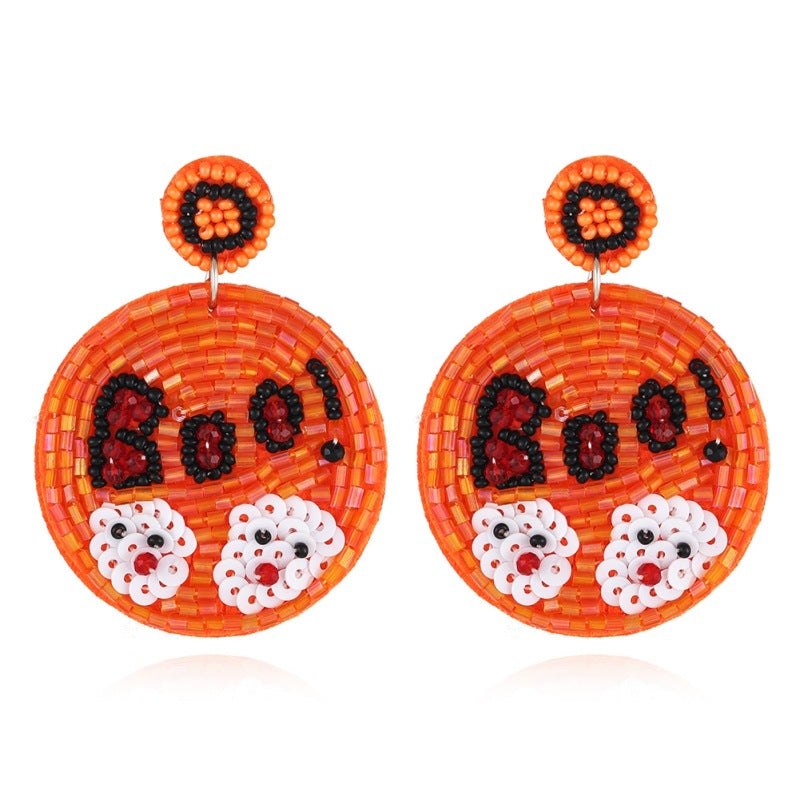 Wholesale Halloween Fabric Bead Earrings Ghost Pumpkin Spider Handmade Earrings ACC-ES-YuanQin002