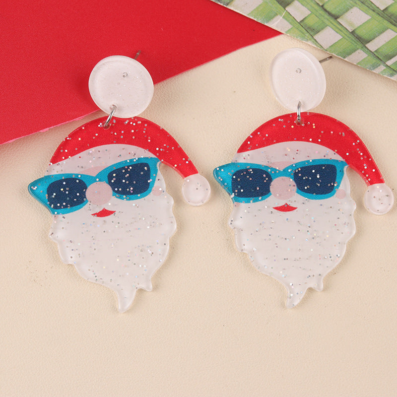 Wholesale Christmas Cartoon Acrylic Christmas Tree Deer Snowflake  Earrings