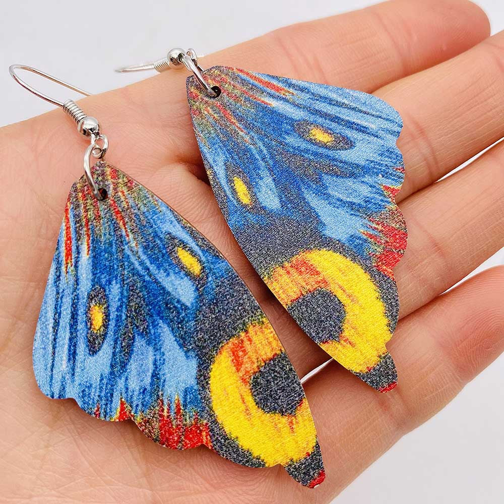 Wholesale Color Butterfly Wooden Earrings Heart Earrings