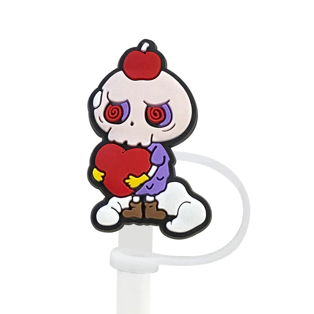 Wholesale Random 100pcs Cute Cartoon 10mm PVC Soft Straw Tube Cap