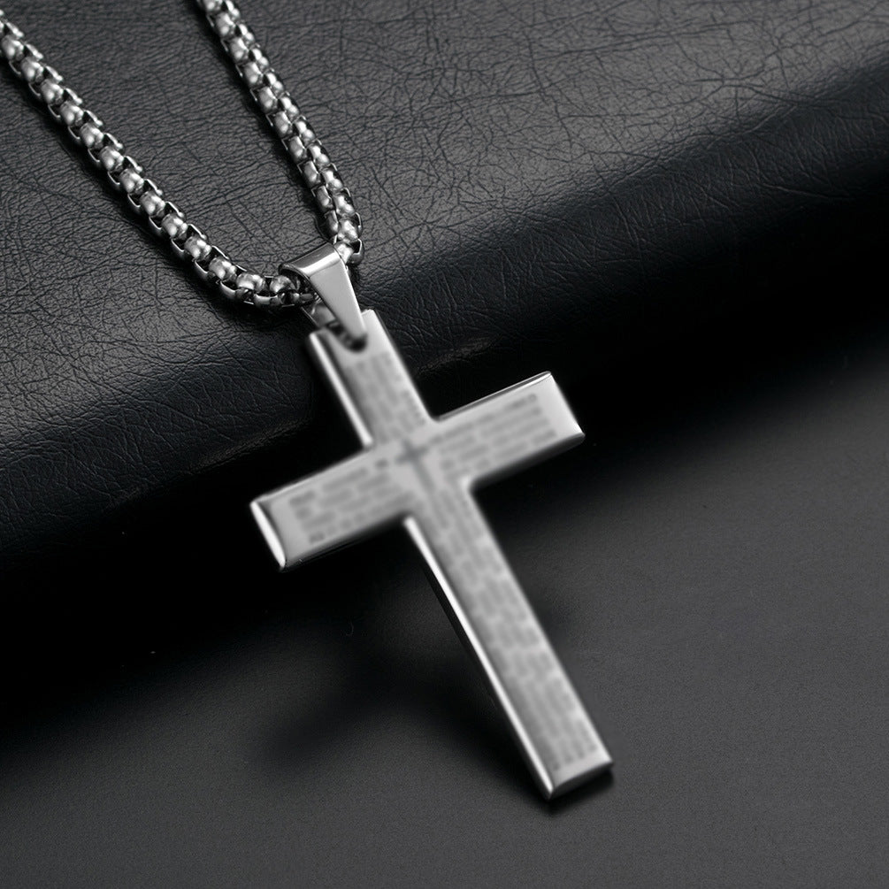 Wholesale Polished Stainless Steel Cross Pendant Necklace Trendy Cold Wind Style Jewelry Accessory
