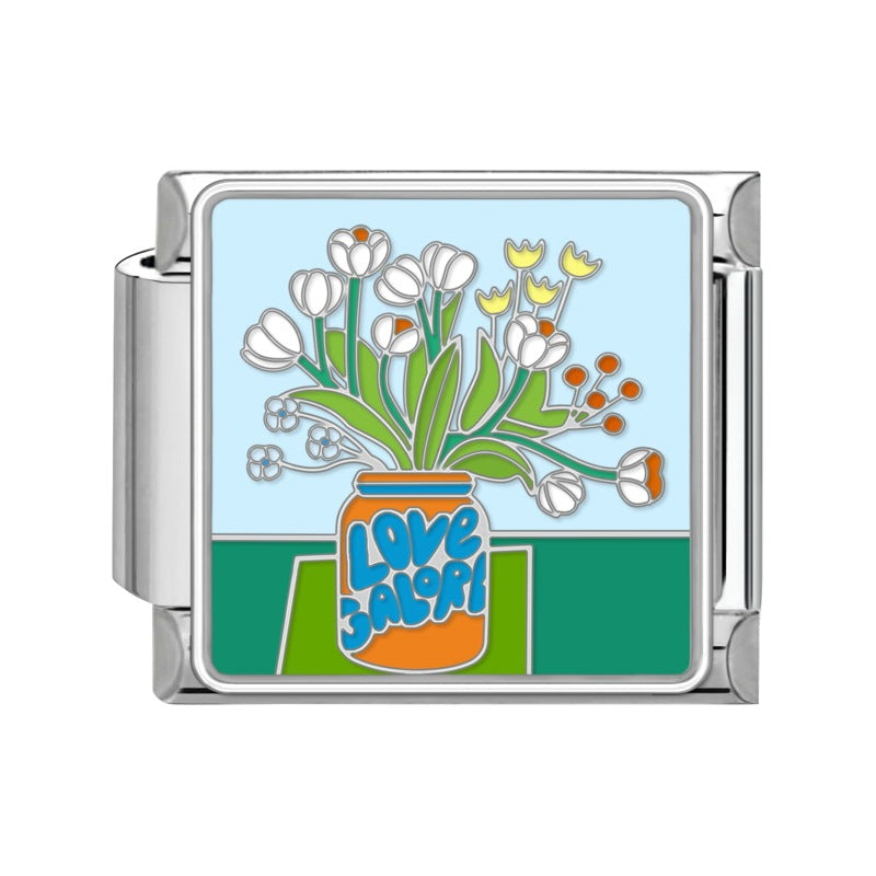 Wholesale Italian Charm Bracelet 9mm DIY Splicing Removable Flowers Stainless Steel Composable Bracelet