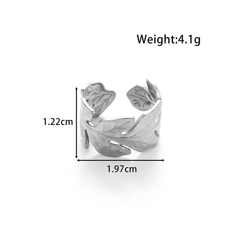 Wholesale  light luxury   titanium steel butterfly flower  opening adjustable ring
