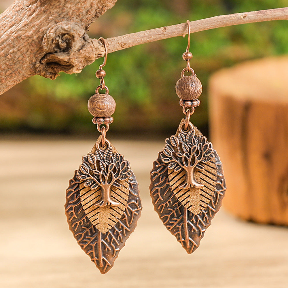 Wholesale Zinc Alloy Bohemian Leaf Earrings,  Trendy Ethnic Style Fashion Accessory for Gift