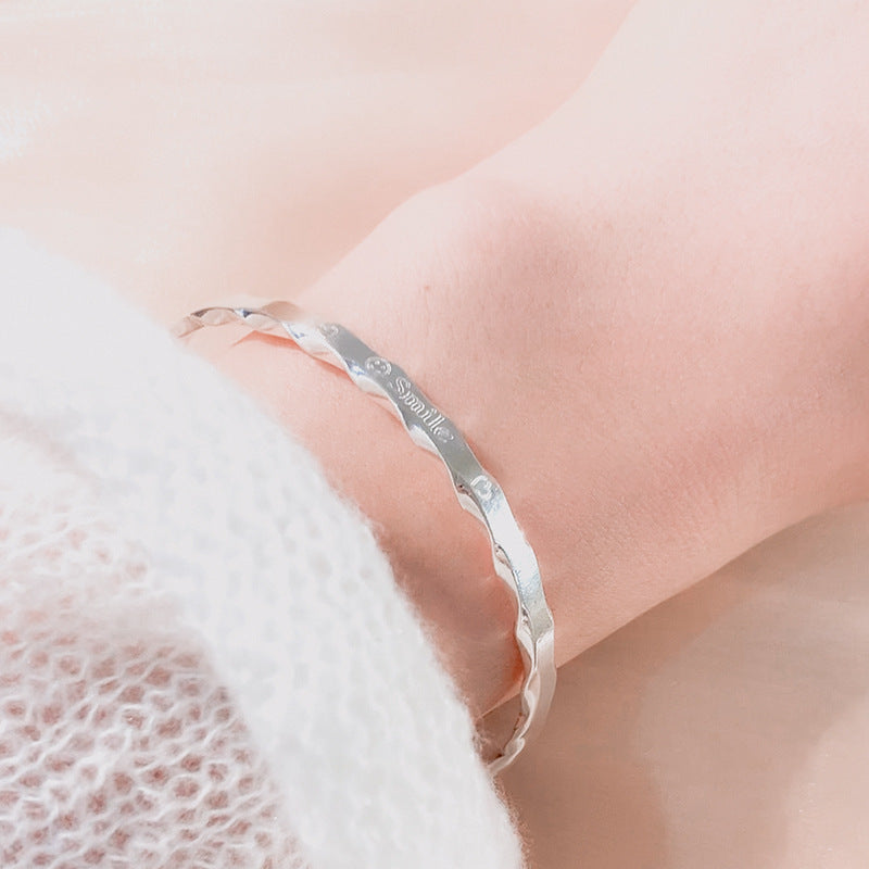 Wholesale s925 silver letter smile plain bracelet