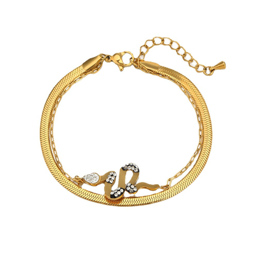 Wholesale  Snake Double Layer Stainless Steel Bracelet
