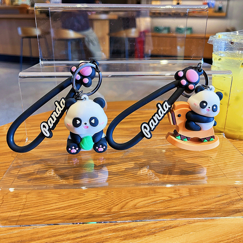 Wholesale Cartoon Panda PVC Soft Keychain Creative Keychain ACC-KC-HangLi004