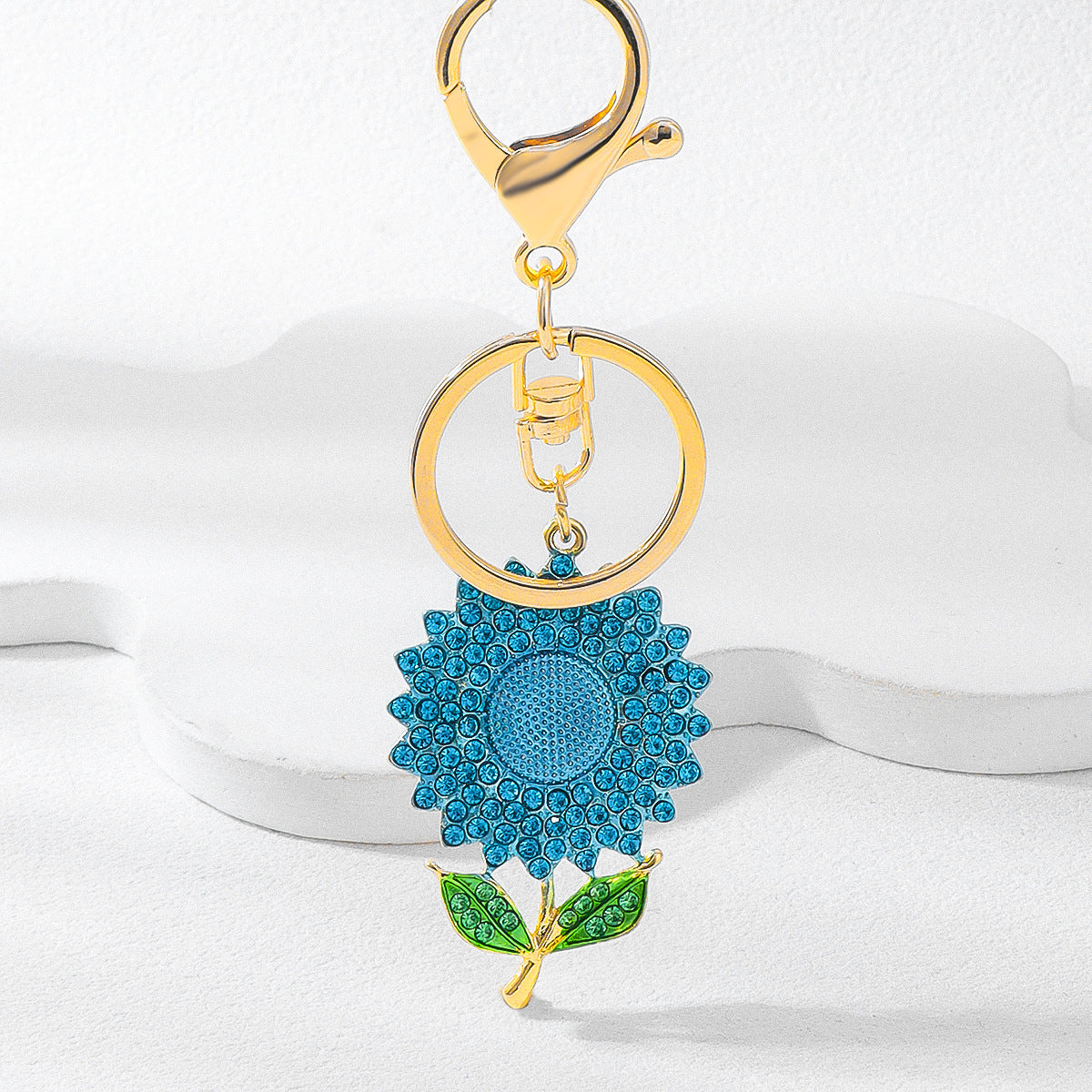 Wholesale Sunflower Keychain Alloy Inlaid with Diamonds Floral Metal Keychain