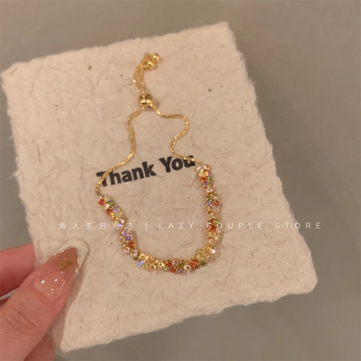 Wholesale Copper Electroplated Gold Geometric Zircon Bracelet Women' s Jewelry Accessory