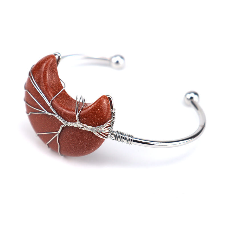 Wholesale Handmade Silver Wound Tree of Life Natural Stone Moon Bracelet Lucky Tree Bracelet ACC-BT-HanX004