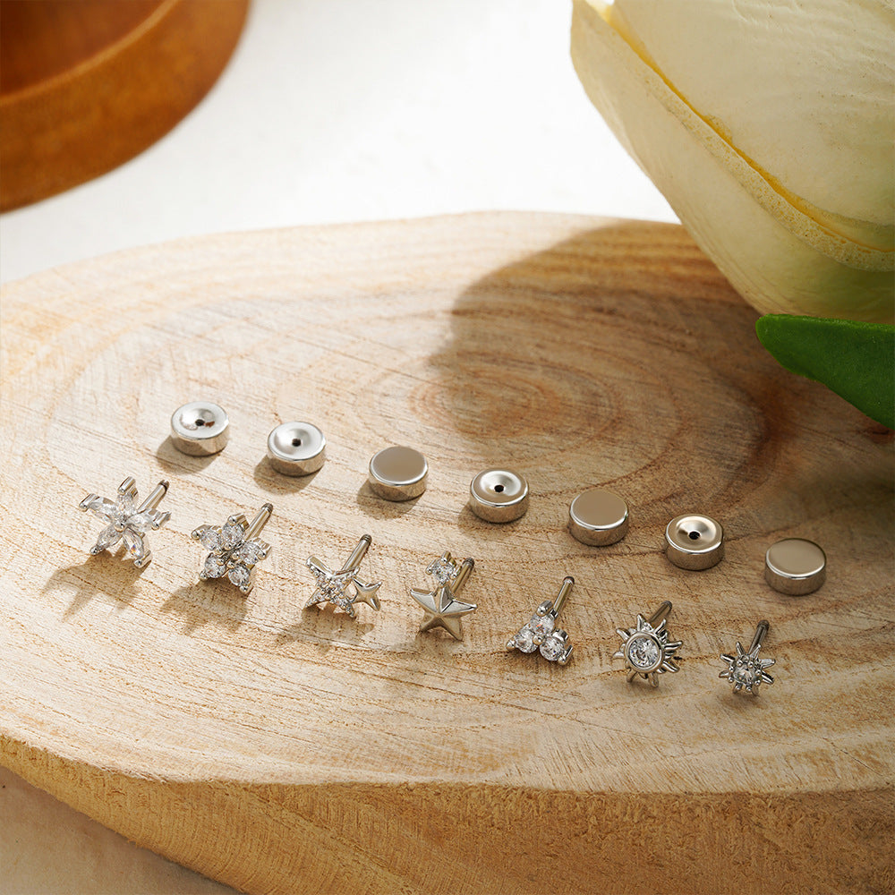 Wholesale Stainless steel 18K gold zircon titanium steel mini stud earrings