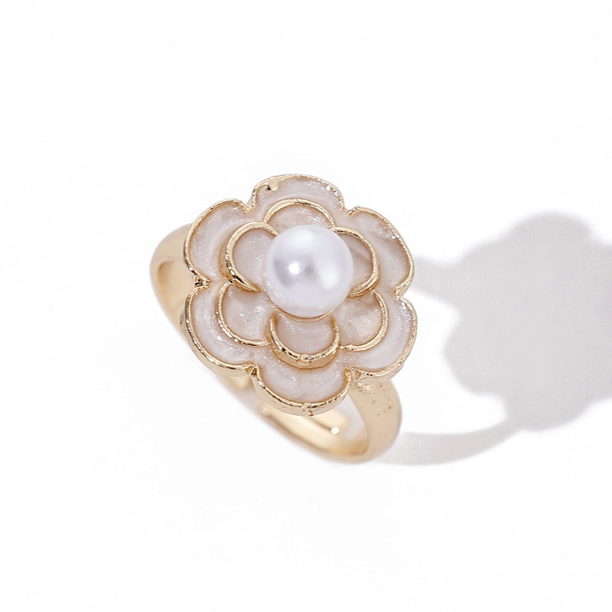 Wholesale Dripping Oil Flower Adjustable Ring Zinc Alloy Women' s Fashion Jewelry Gift Boutique