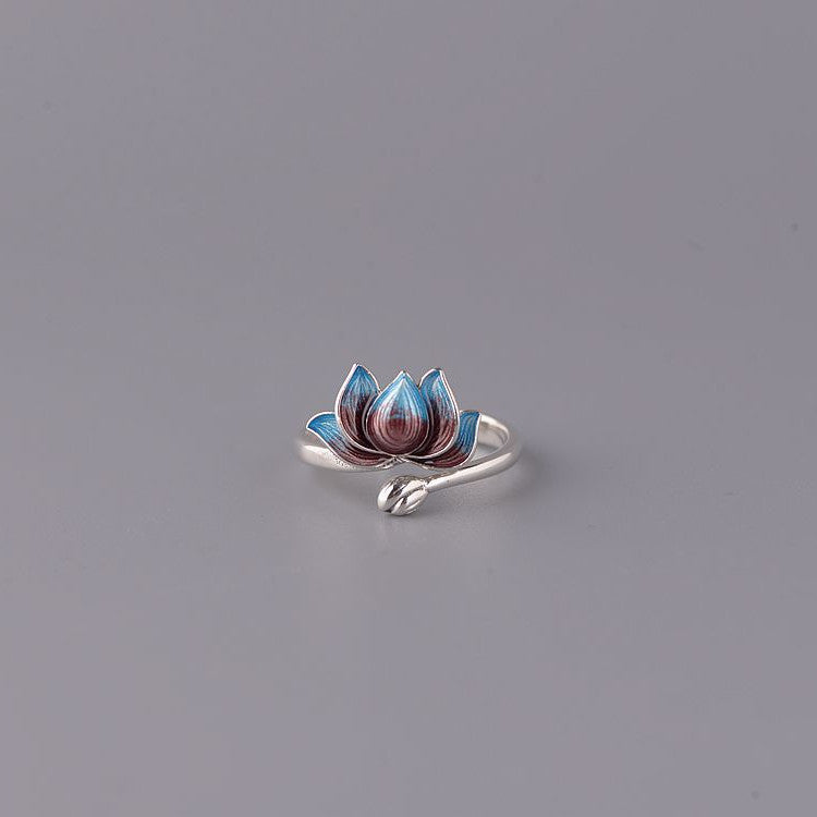 Wholesale Vintage Flower Open Ring Copper Cloisonne Fashion Accessory