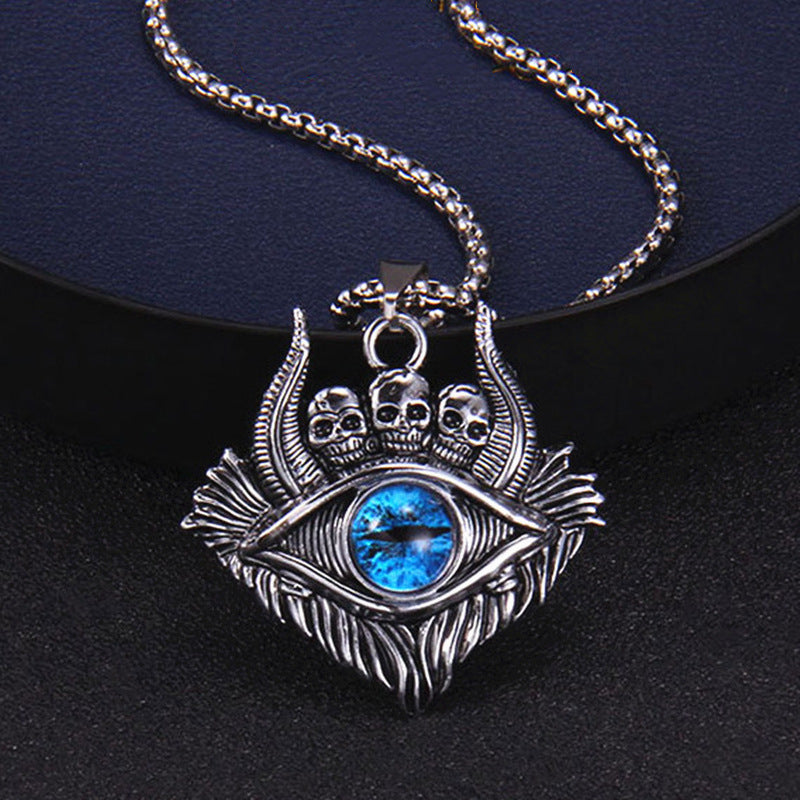 Wholesale Vintage Devil Eye Pendant Titanium Steel Necklaces ACC-NE-Hanyu014
