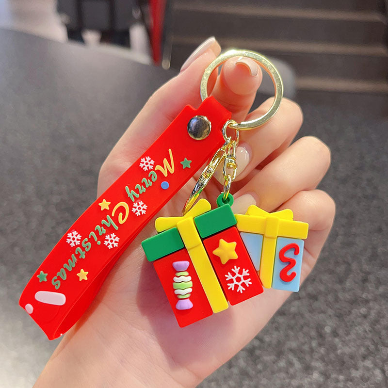 Wholesale Christmas  Keychain Cute Tree Elk Sock Pendant Car Key Accessory Gift For Men Women Boutique Resale
