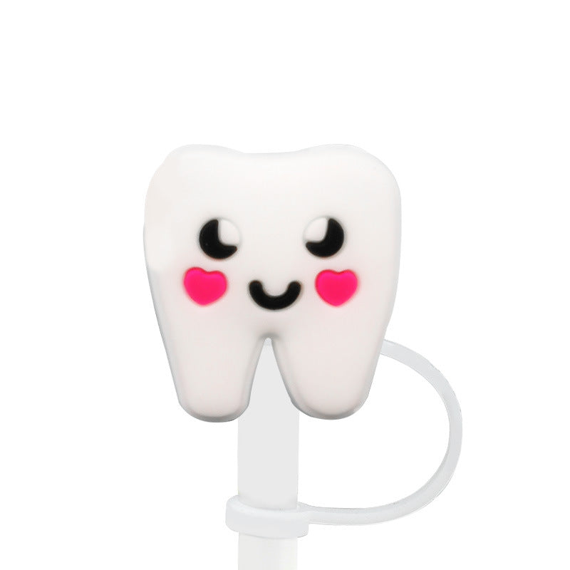 Wholesale 10pcs New Medical Dust Plug Cute Cartoon Straw Cover Straw Tube Cap ACC-SCR-YiBang003