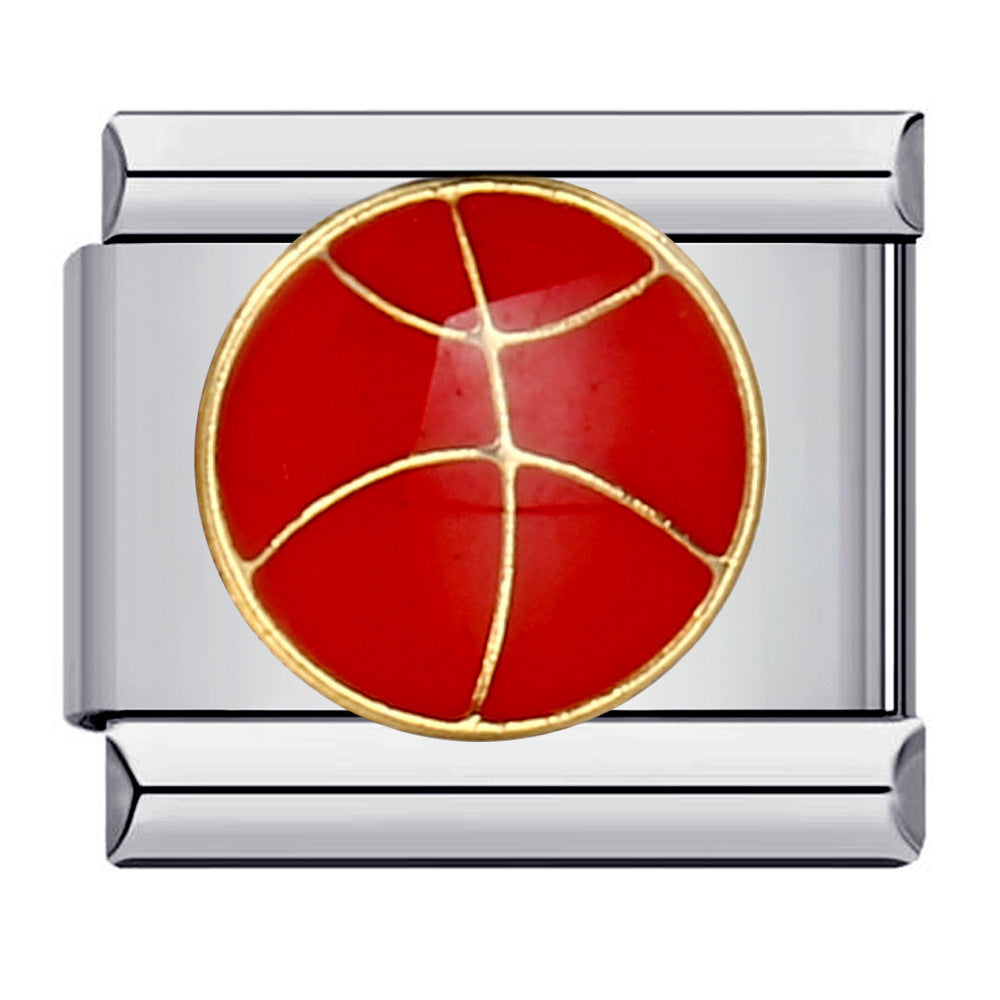 Wholesale Stainless Steel Gold-Plated Basketball Bracelet DIY Patchwork Fashion Accessory Gift