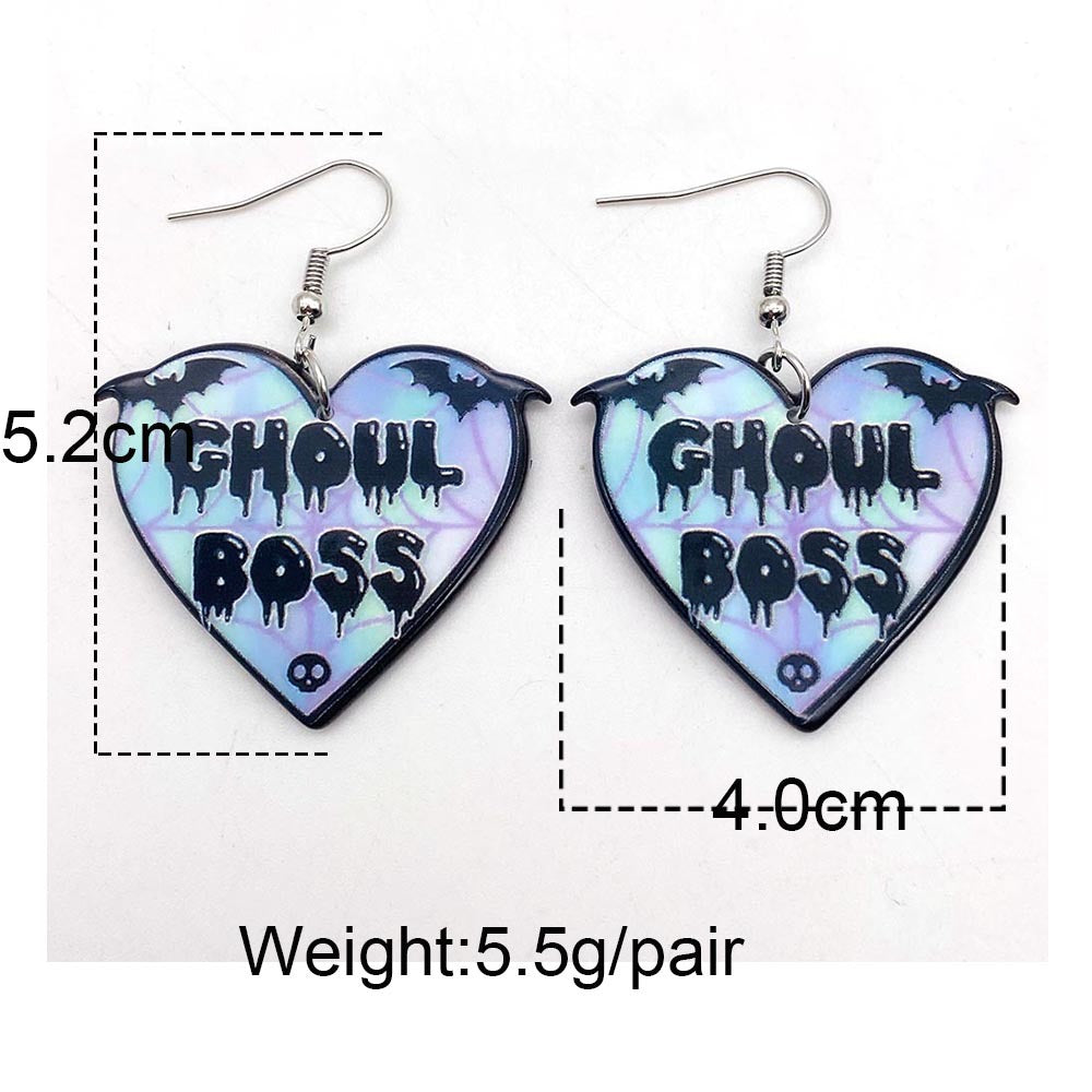 Wholesale  Graffiti Coffin Acrylic Earrings Spider Rose Big Earrings Halloween Earrings