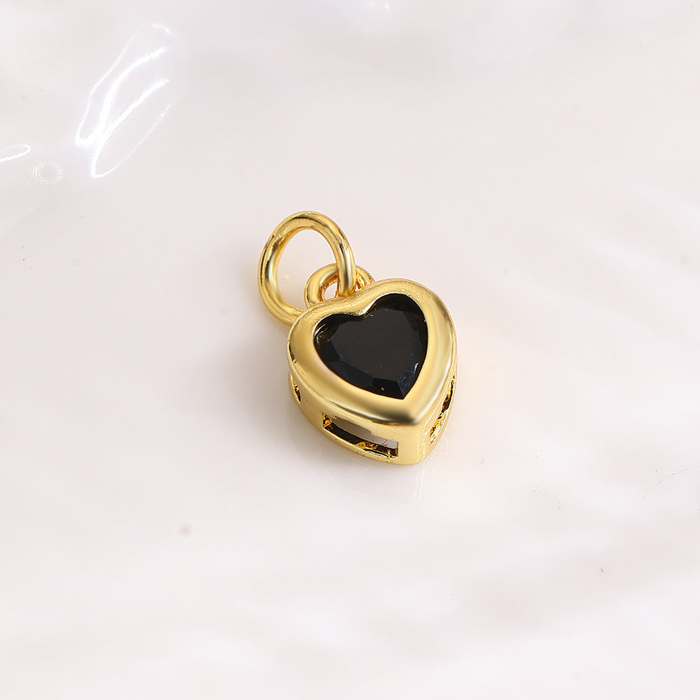 Wholesale Colorful zircon copper heart pendant