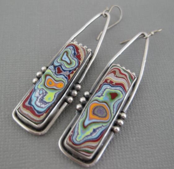 Wholesale Vintage Square Marble Pattern Alloy Earrings Fashion Jewelry Accessory for Gift and Party