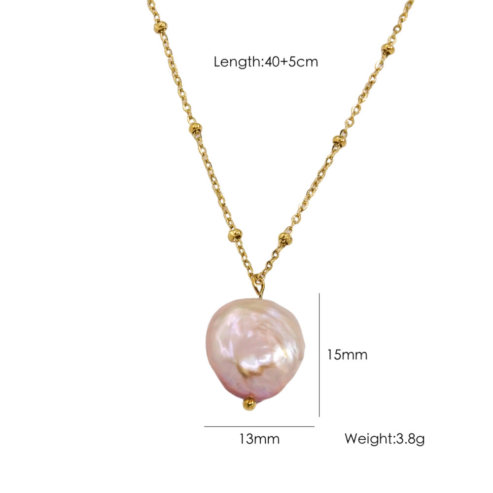 Wholesale  Stainless Steel Natural Pearl Guardian Beaded Necklace