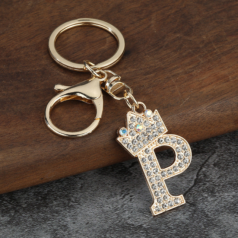 Wholesale Zinc alloy flash drill letter keychain