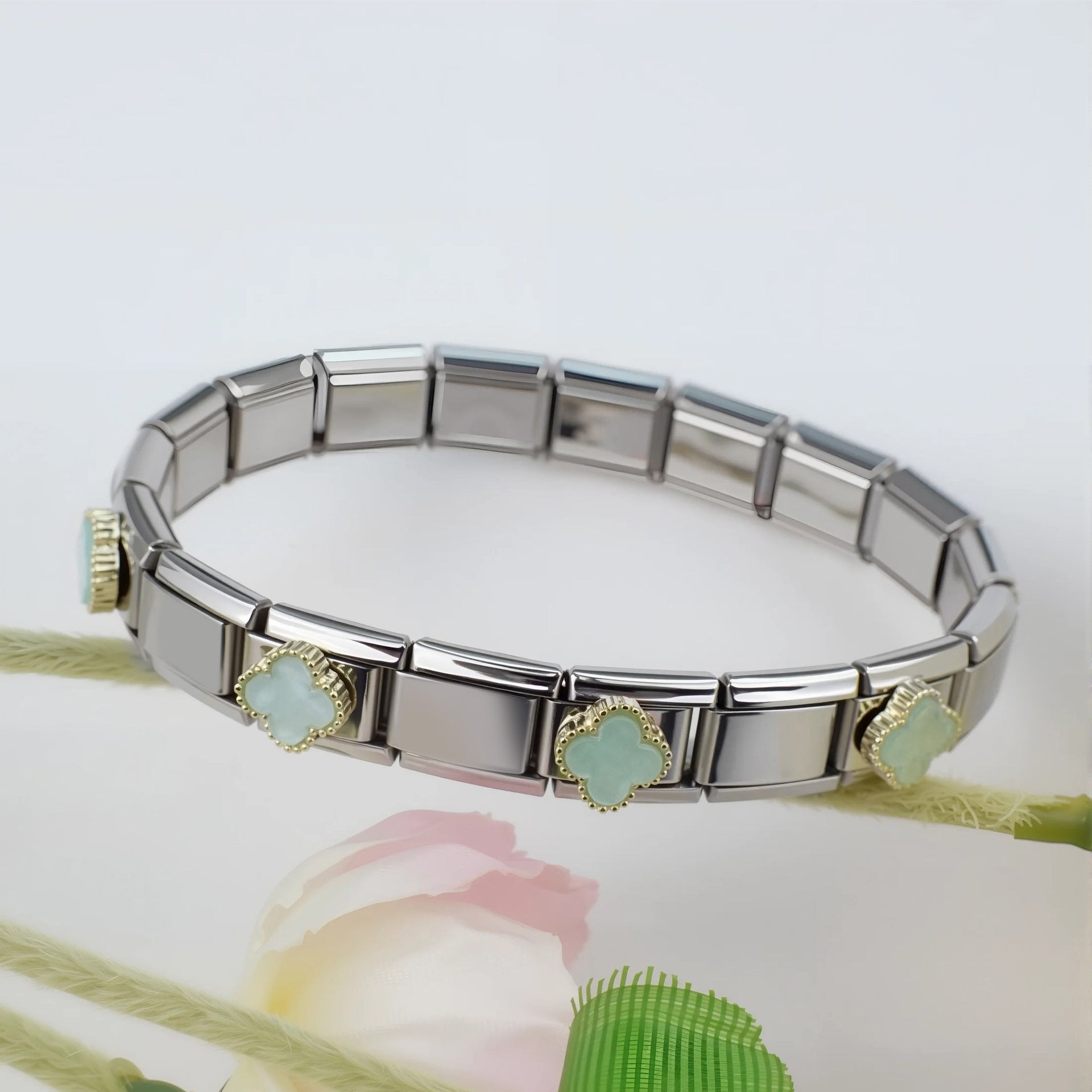 Wholesale 5pcs/pack Nature Italian Charms Single Section Creative Stainless Steel Composable Bracelet