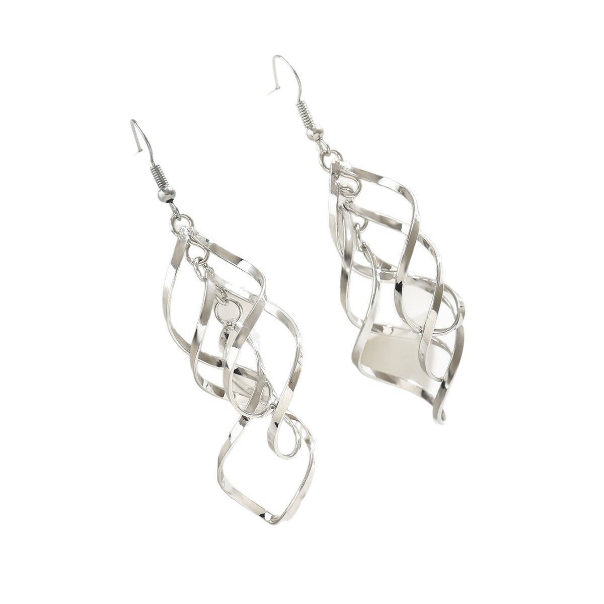 Wholesale  Geometric Cut Out Earrings  Twisted Ear Hook Earrings