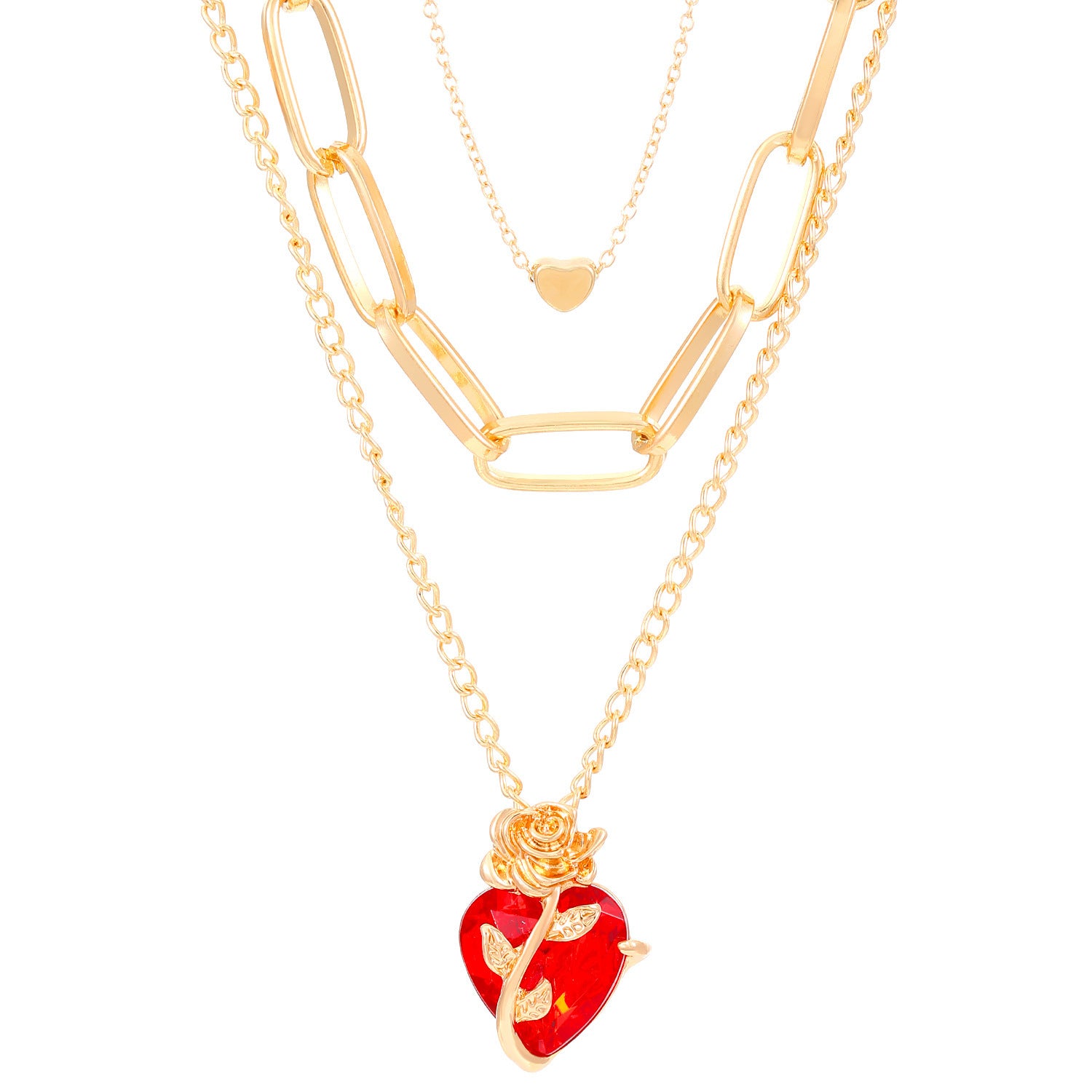 Wholesale Love Rose Gothic Flower Heart Shape Valentine's Day Necklace