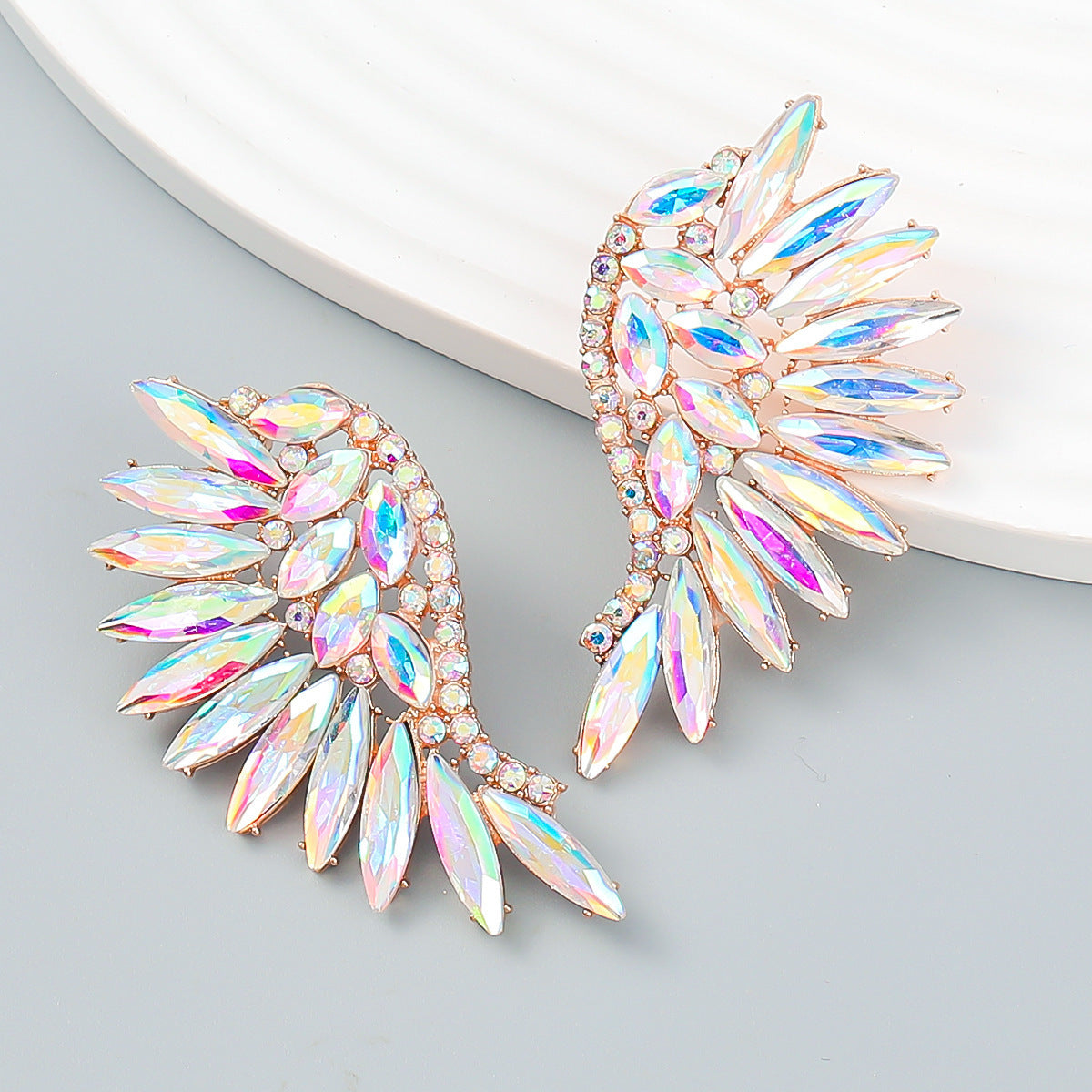 Wholesale Exaggerated Angel Wings Earrings Shiny Alloy Jewelry Accessory for Women