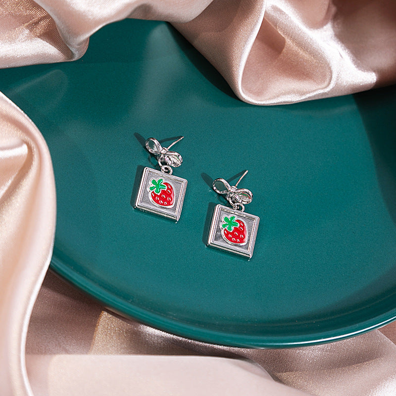 Wholesale Silver Needle Cute Fruit Earrings