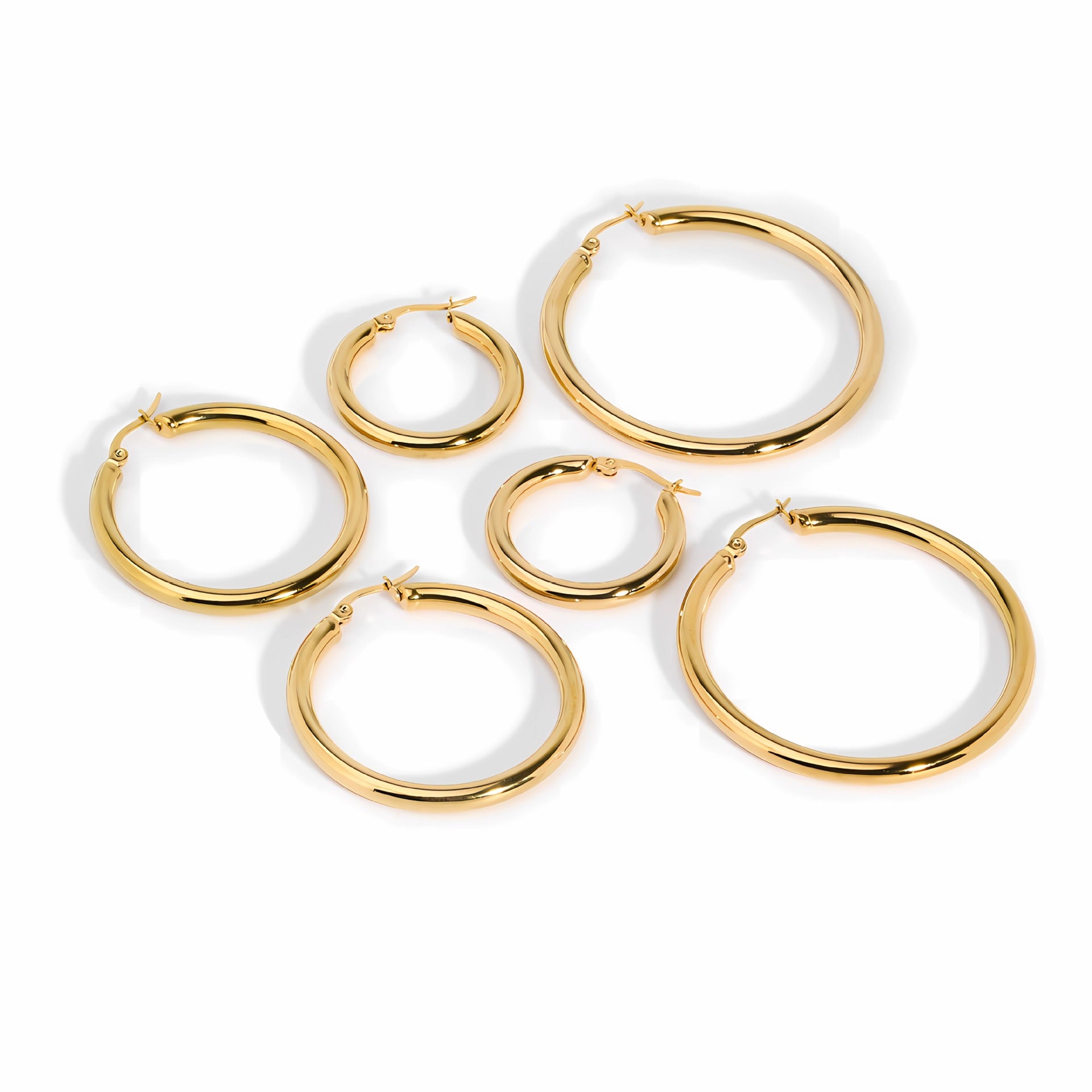 Wholesale 18K Gold Stainless Steel Circle Hollow Earrings ACC-ES-LiQuan010