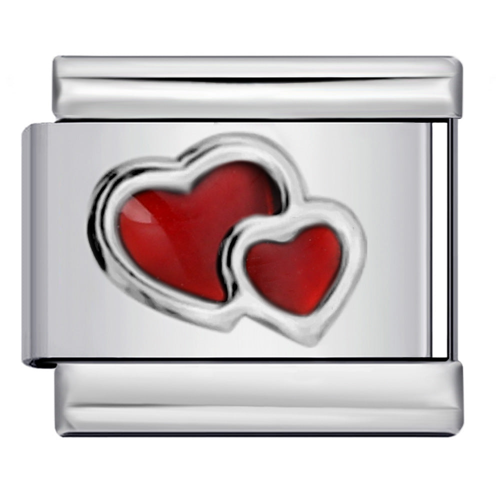 Wholesale Italian Charm Bracelet 9mm DIY Splicing Removable Heart Pattern Stainless Steel Composable Bracelet