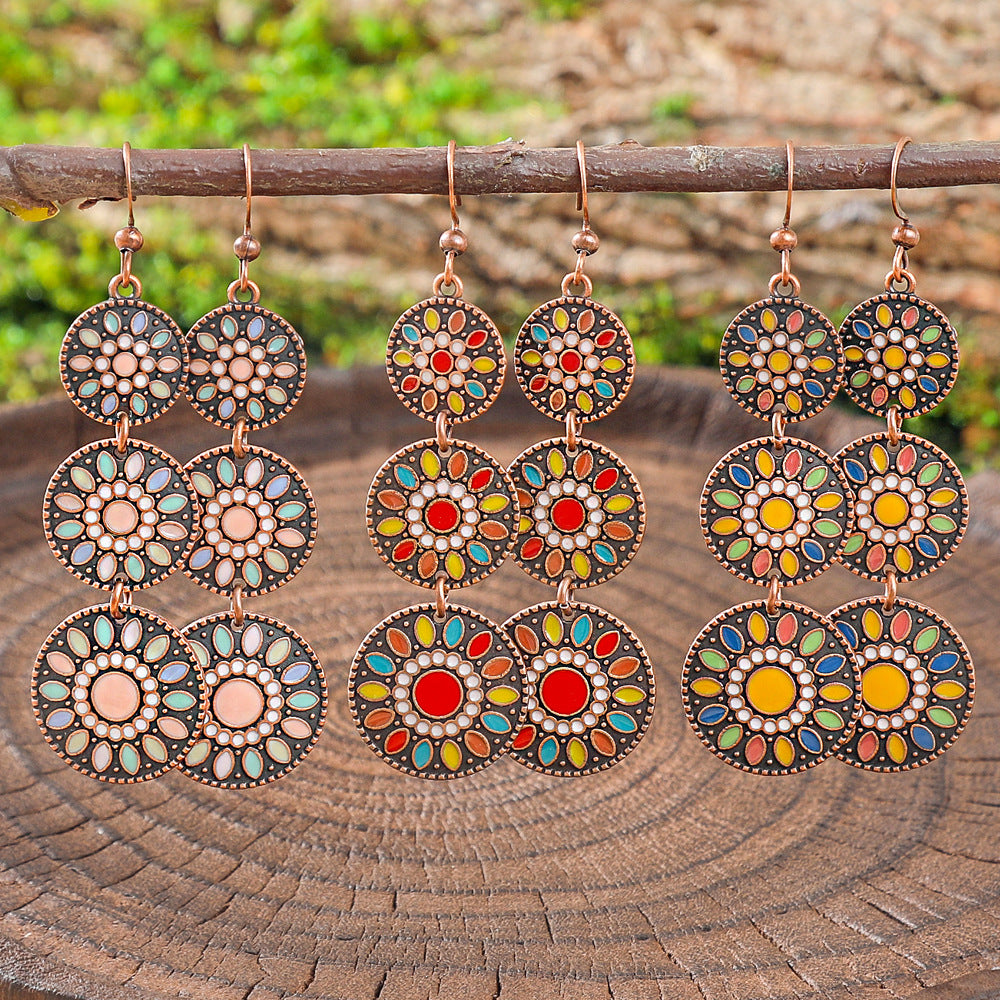 Wholesale Ethnic Style Colorful Oil Drop Long Earrings - Fashion Accessory for Party Wear